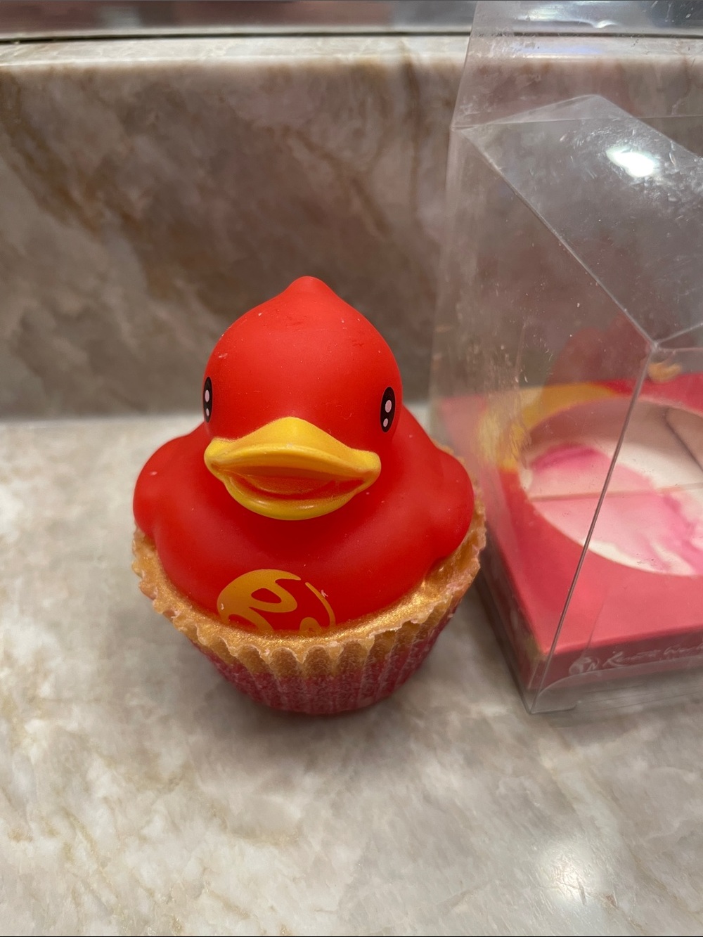 BRAND NEW RED RUBBER DUCK CUPCAKE SOAP BATH TOY/SOAP!